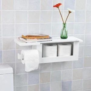 SoBuy Soporte de papel higiénico para montaje en pared, estante de baño, FRG175-W - Imagen 1 de 7