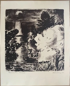 KARL SCHRAG "Flowering Tree -- Moonlight" Signed Numbered Lithograph (1990) - Picture 1 of 9