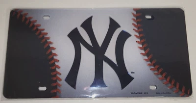 New York Yankees MLB Ball Design Laser Tag License Plate by WinCraft - Image 1 of 2