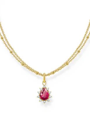 Thomas Sabo KE2294-995-10-L45V Collana placcata oro con ciondolo Rosso vintag... - Immagine 1 di 3