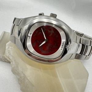 Fossil Men Big Tic JR8161 Red Dragon Kanji Stainless Steel Quartz Watch 7.25" - Picture 1 of 19