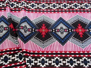 Fabric Printed Liverpool Textured 4 way Stretch Aztec Diamond Multi Colored K300 - Picture 1 of 1