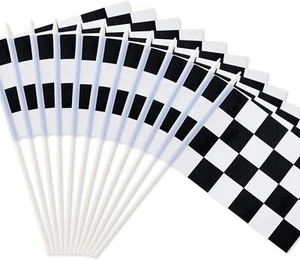 12Pcs Checkered Flags Black and White Racing Stick Flags - 8"x5.5" - Decorations - Picture 1 of 7
