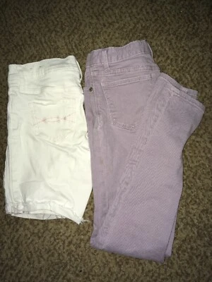 Size 12 White Denim Shorts And Lavender Skinny Jeans - Image 1 of 4