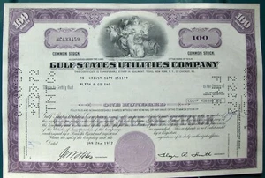 Lote de 10 certificados de stock de distribuidores Gulf States Utilities Comp. (B64) - Imagen 1 de 1