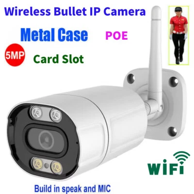 5MP Wifi POE IP Bullet Camera IR Dual Lights H.265 2 Way Audio IP66 Card Slot - Image 1 of 4