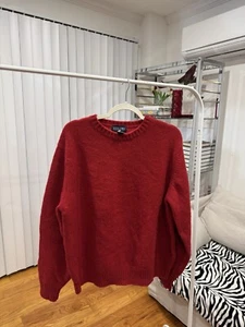 Lands End Mens XL 100% Wool Thick Red Sweater - Picture 1 of 7