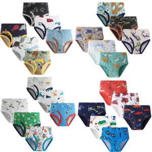 6-pack Little Boys' Dinosaur Briefs 100% Cotton Truck Shark Underwear Multipacks - Picture 1 of 38
