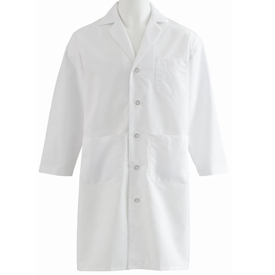 Medline MDT14WHT34E Unisex Full Length Lab Coat, White - Image 1 of 1