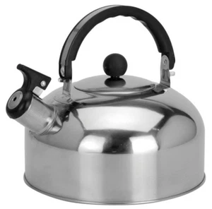 45381 Camping Edelstahl Flötenkessel 2 Liter Kessel Wasserkocher Teekessel - Bild 1 von 1