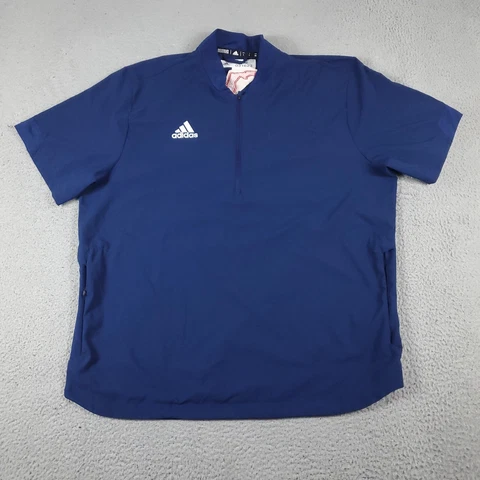 Adidas FAU Owls Shirt Mens Large Blue 1/4 Zip Up Pullover Short Sleeve Sports Cover