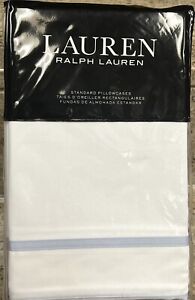 Ralph Lauren Spencer Border Blue Cornflower Standard Pillowcases Set Of 2
