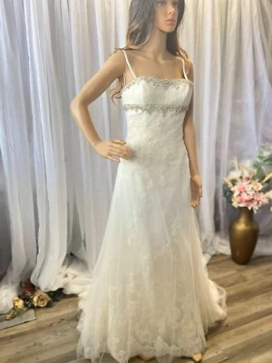 Ivory Lace Bling Wedding Dress Bling Straps Bridal Gown - Image 1 of 4