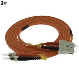 1m 3FT ST to SC Fiber Optic Cable Duplex Multimode 62.5/125 Optical Network Cord - Picture 1 of 3
