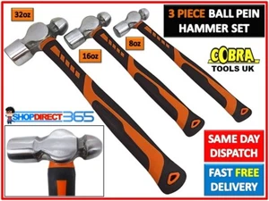 Pro Ball Pein Hammer Set 3pc Ball Peen Machinists TRP Hammers 8oz 16oz 32oz NEW - Picture 1 of 4