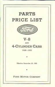 1928 29 30 31 32 Ford Modelo A y AA piezas lista de precios - Imagen 1 de 1