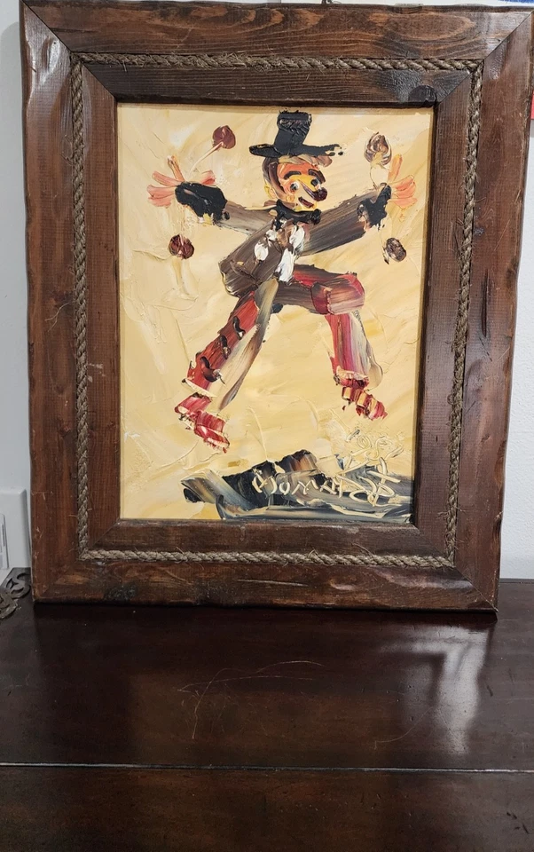 1981 Morris Katz Signed Original Oil Painting Clown Impasto Palette Knife - Image 1 of 4