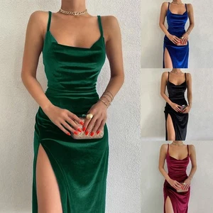 Sexy Maxi Vestido Damas Verde Cuello en V Bodycon Noche Fiesta Cóctel Baile - Imagen 1 de 30