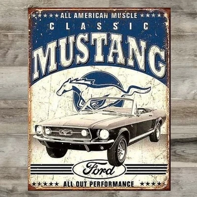 Ford Mustang Classic 12.5" x 16" Vintage Novelty Metal Sign New! - Image 1 of 2