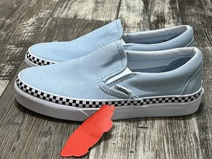 Vans Slip On Damen 5 coole blaue Karo Freizeit Skateboard Schuhe Foxing NEU - Bild 1 von 8