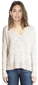 Nwt FEEL THE PIECE Wmns One Size Vneck COOPER Knit Lightweight Sweater "Silver" - Picture 1 of 2