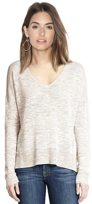 Nwt FEEL THE PIECE Wmns  One Size Vneck COOPER Knit Lightweight Sweater "Silver" - Image 1 of 2