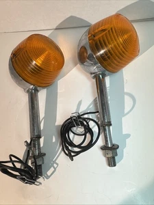 2 Suzuki 1970s Japan Motorcycle Orange Chrome Turn Signal Blinkers LIGHT 35700 - Picture 1 of 14