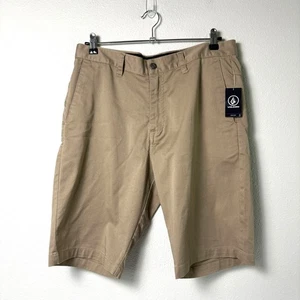 Volcom Vmonty Stretch Shorts Size 33 Dark Tan Chino Skate Outdoor A09117V3 NWT - Picture 1 of 13