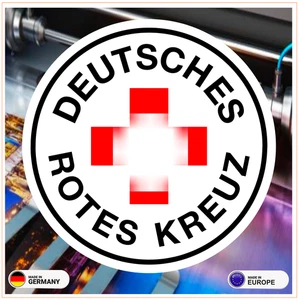 Deutsches Rotes Kreuz Rundlogo - normale oder retroreflektierende Aufkleber - Picture 1 of 3