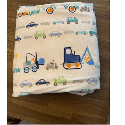 Pottery Barn Niños Franela Coches Construcción Vehículos Tamaño COMPLETO Hoja Plana  Foto 1 de 3