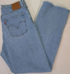 Levi's Ribcage Jeans Womens 30x28 High Rise Straight Ankle Raw Hem Button Fly - Picture 1 of 10