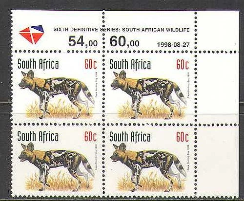 RSA 1998 Cape Hunting Dog/Animals/Nature/Wildlife rdrw 1v c/b (za10060) - Image 1 of 1