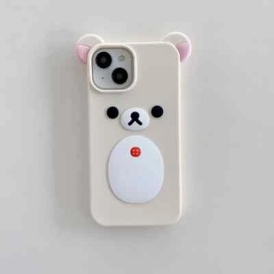 Fashion Cute 3D Cartoon Rilakkuma Bear Soft Silicone Case For iPhone 14 15 16 - Image 1 of 4