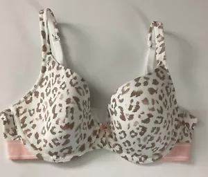 Reggiseno 32D Cacique Lane Bryant cotone t-shirt leggermente foderato stampa animale ROSA NUOVO SENZA ETICHETTE - Foto 1 di 10