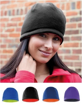 Hommes Femmes Unisexe Chaud Polaire Réversible Crâne Bonnet Chapeau Hiver Ski - Photo 1/2