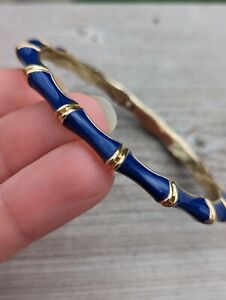 Bracelet bracelet en émail bleu Stella and Dot Lapis ton or signé 