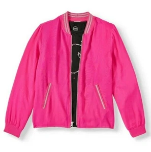 NWT Girls 2 Pc Set Peplum Jacket & T-Shirt Pink Black Unicorn Stylish Zip Up - Picture 1 of 3