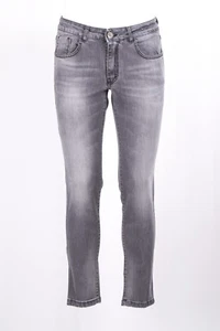 JEANS MORO uomo 5 TASCHE DENIM STRETCH SLIM FIT GRIGIO INVECCHIATO CON ZIP - Foto 1 di 6