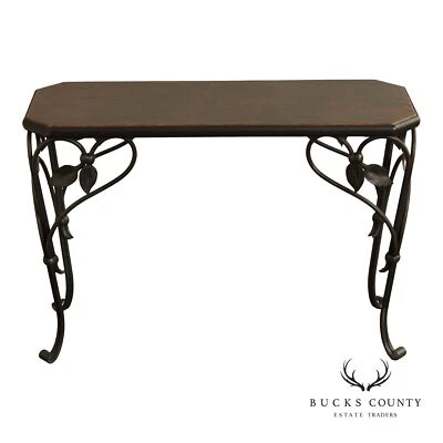 Mesa consola superior de hierro forjado y cobre martillado de calidad Foto 1 de 4