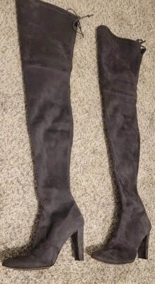 STUART WEITZMAN SUEDE THIGH BOOTS 7.5M GRAY SPAIN - Image 1 of 4