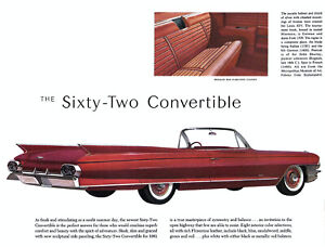 1961 Cadillac 62 Convertible Dealer Showroom Illustration 11 x 14 Giclee print