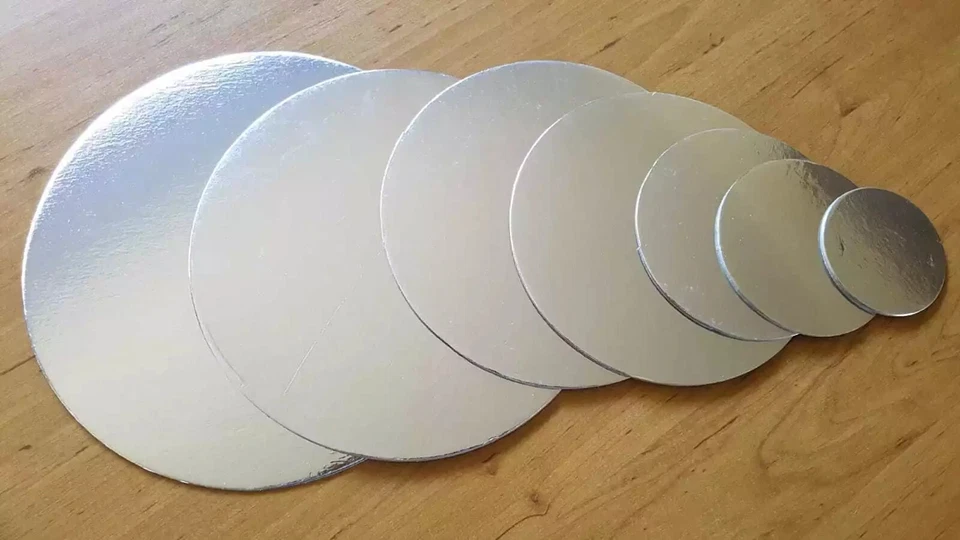 Round Cake Boards Board Cardboard  6 inch Silver Color cakeboards 50 pcs - Image 1 of 1