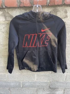 Nike Boys Sweater Youth MEDIUM Black Hoodie Dri-Fit Full Zip Kids Jacket USED - Picture 1 of 13