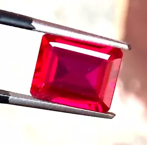 5.85 Ct Lab Grown Blood Red Ruby Emerald Certified Flawless Loose Gemstone - Picture 1 of 2