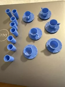 Vintage Irwin Doll House Dinnerware blue Tea Cups And Glasses K1b - Picture 1 of 4