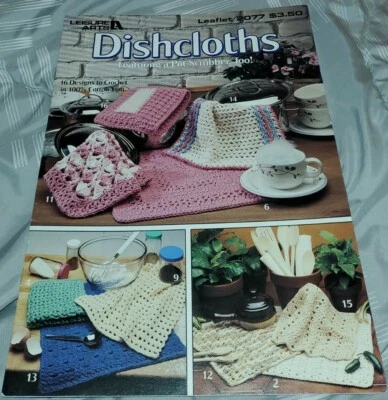 AD13 LEISURE ARTS DISHCLOTHS FEATURING A POT SCRUBBER TOO! - 16 CROCHET DESIGNS - Image 1 of 2