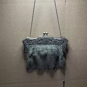 German Silver Mesh Purse - Authentic Silver - NOT MONOGRAMMED - READ - Picture 1 of 10
