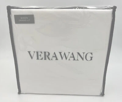 Juego de sábanas Vera Wang lujoso tejido satinado Queen. 100% Algodón Blanco Sólido NUEVO Foto 1 de 4