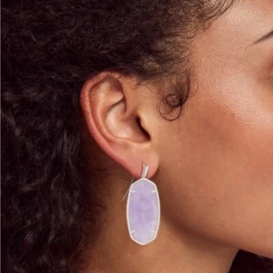 Kendra Scott Faceted Elle Drop Earrings Rhodium Purple Amethyst NWT - Picture 1 of 10