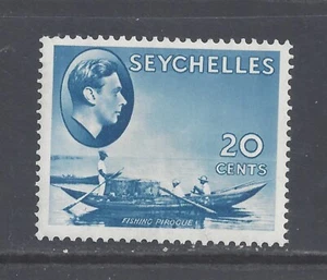 SEYCHELLES GVI 1938 20c, BLUE ON CHALK-SURFACED PAPER MINT NEVER HINGED SG 140 - Imagen 1 de 2